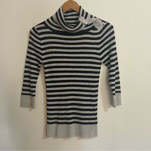 COPY - Free People Ribbed Sweater Cowl Neck Stripes women's size Medium 3/4 sle…